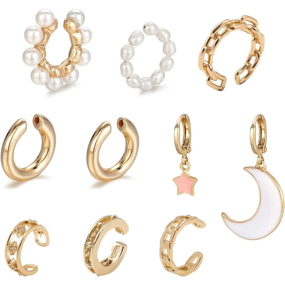 10pcs GOLD Cuff Cartilage Earrings